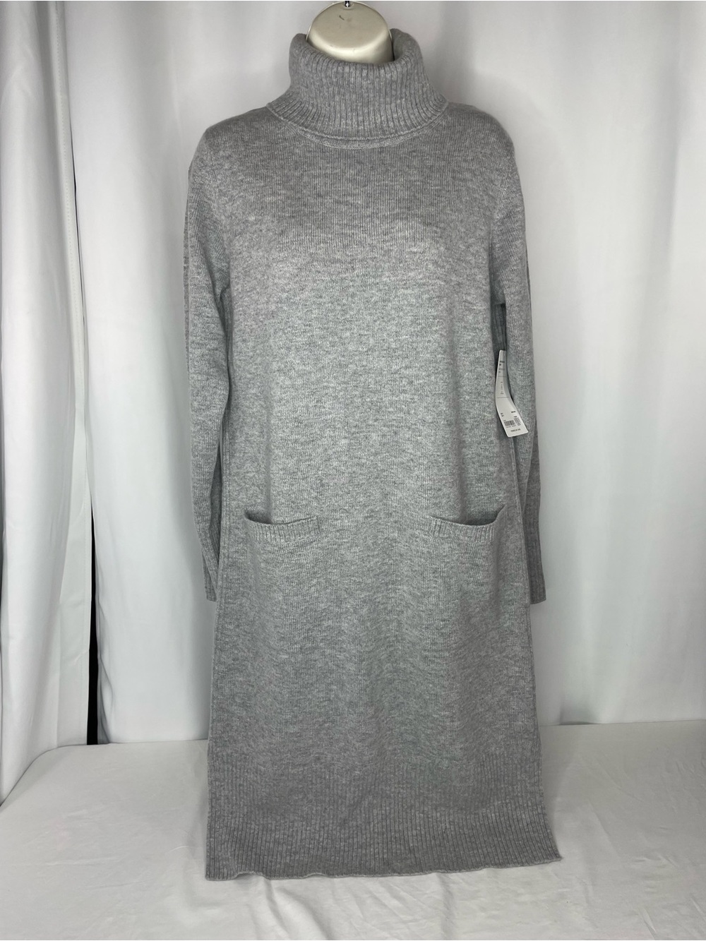Athleta Alpine Sweater Dress Gray Cashmere‎ Wool Turtleneck Pockets M NWT